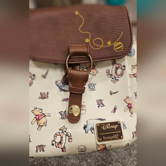 Loungefly Disney Winnie Pooh Character Cream & Brown Print Backpack - Picture 10 of 16
